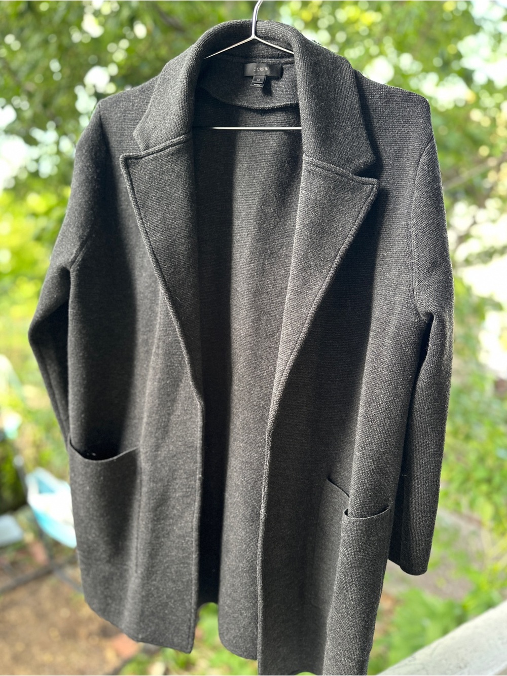 J. Crew Charcoal Gray Open-Front Knit Blazer